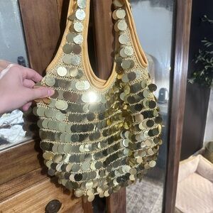 Glamorous Gold Sequin Shoulder Bag